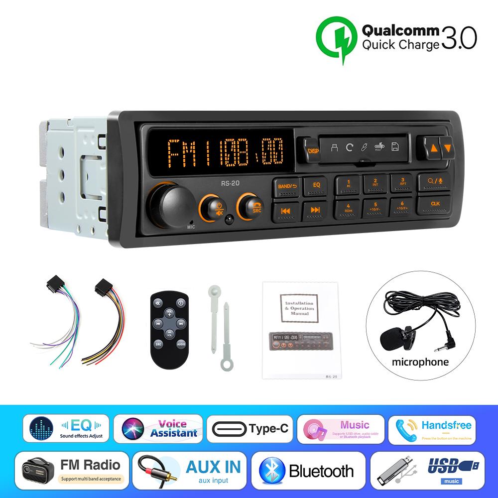 Ретро MP3 Автомобильный Радио Плеер 1 DIN Стерео Эквалайзер FM AM RDS DAB Приемник QC3.0 Bluetooth USB AUX Вход Для VW Porsche Mercedes Benz BMW