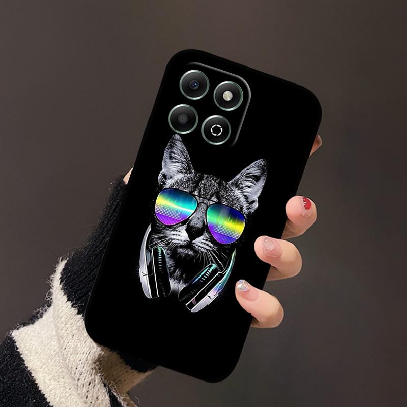 For Honor X6b 4G Case Fashion Cartoon Sweet Girl Cat Geometric Soft Silicone TPU Phone Cover For Honor X6b 4G Shockproof Shell
