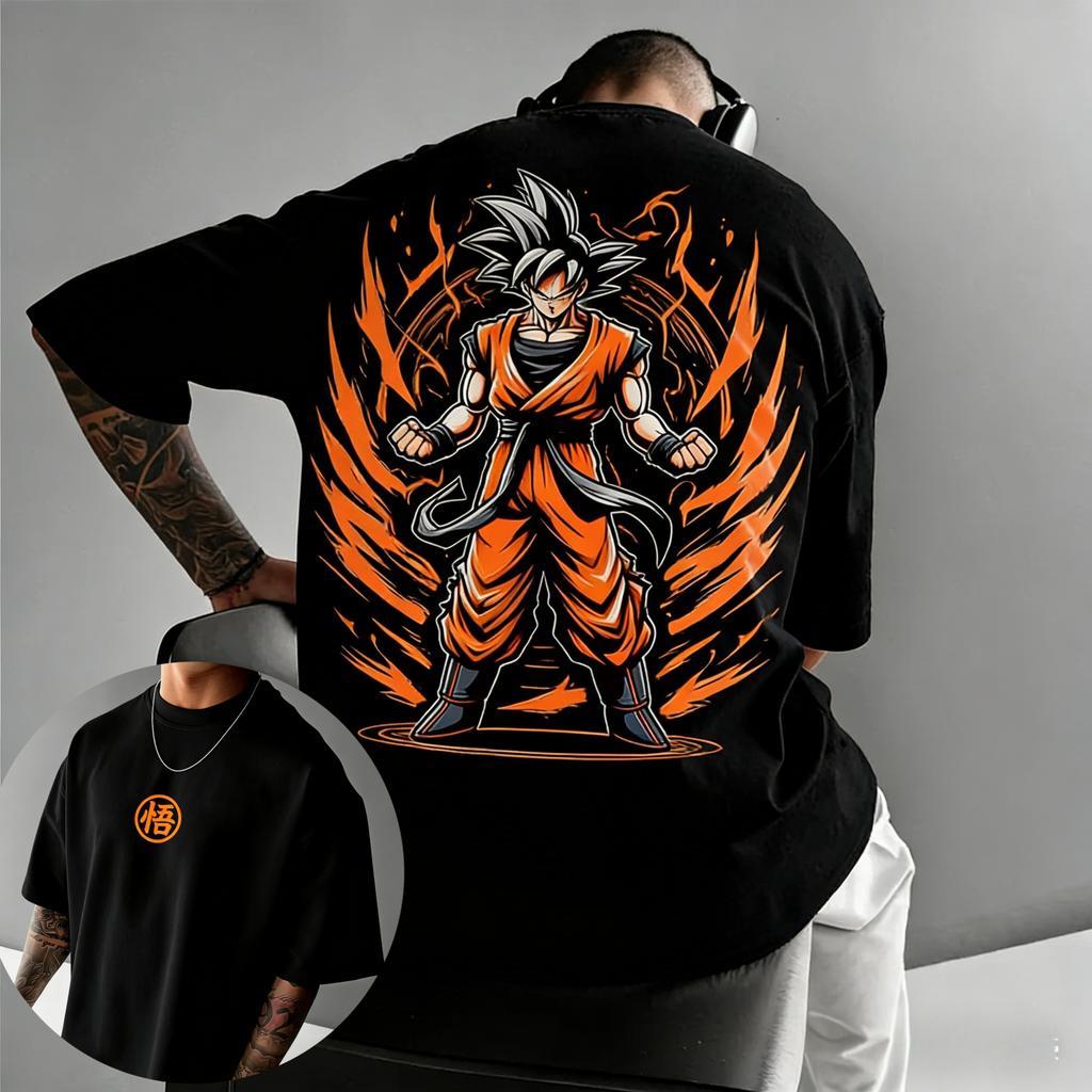 Dragon Ball Анимация Гоку Печатные Короткий рукав 2026 Лето Свободные Спортивные Мужские и Женские Модные Круглый вырез Футболки