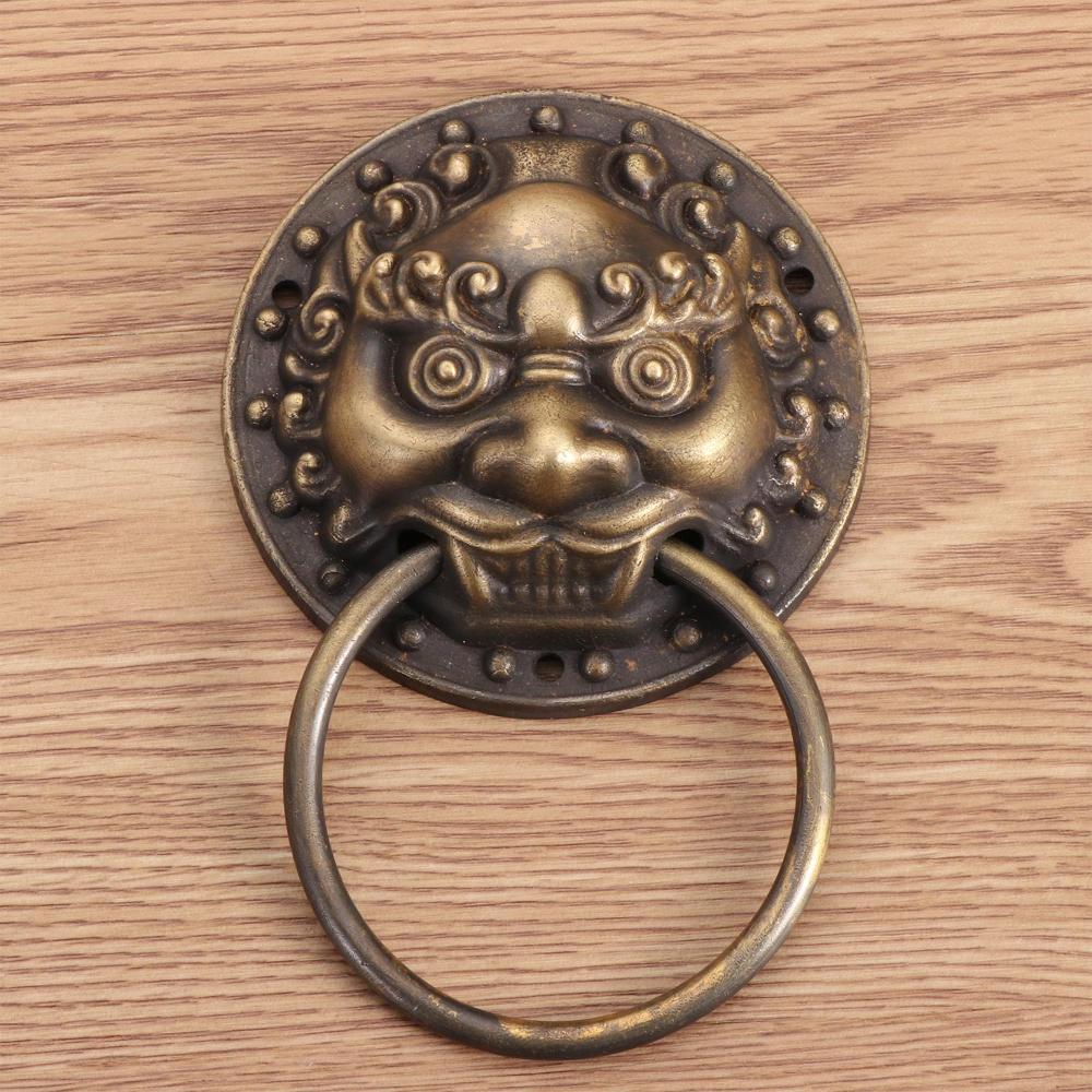 Ручки-кнопки из бронзы 3D дверной молоток для украшения входной двери Дверные молотки Двери сарая Голова льва