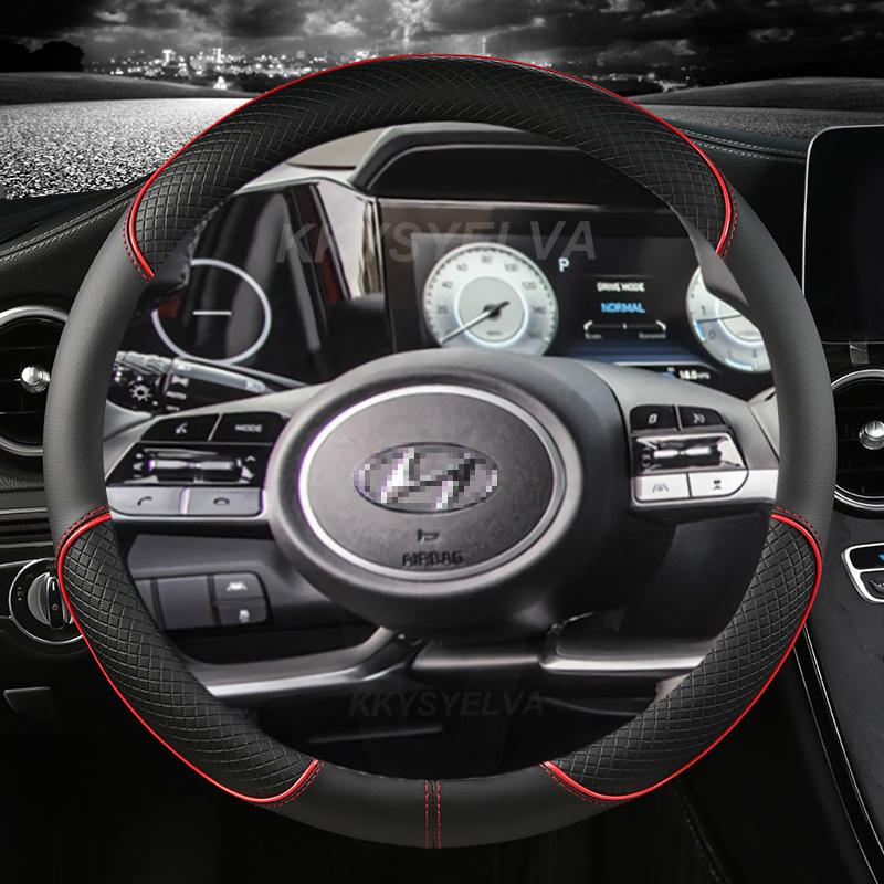 Чехол на руль автомобиля из искусственной кожи для Hyundai Tucson NX4 Elantra Sonata 10th, автоаксессуары