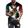 Mexico Eagle Pattern T Shirt For Men Fashion 3D Printing Tees Hip Hop Harajuku Short Sleeve Oversized T-shirt Casual O-neck Tops