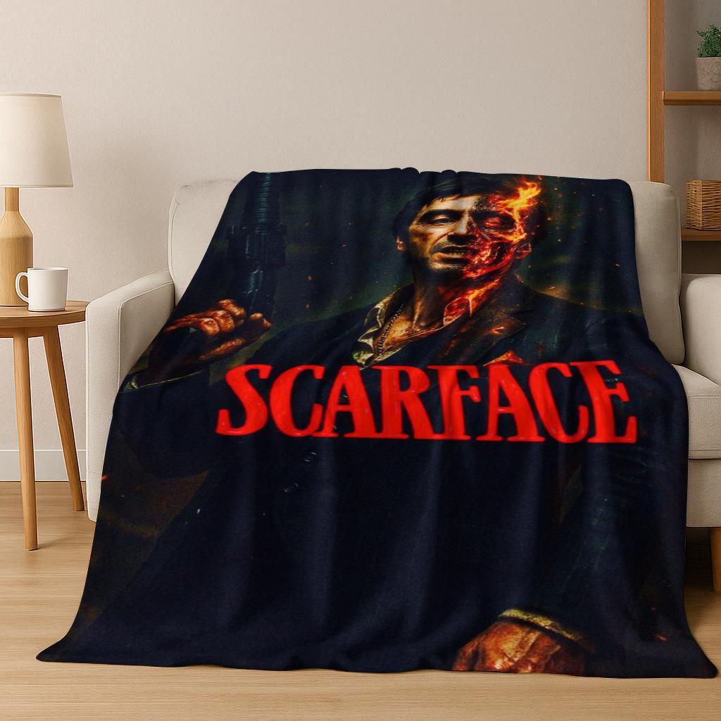 Classic Scarface Tony Montana Movie Art Flannel Blanket,Cozy Soft Throw Blanket for Home Bedroom Bed Sofa Picnic Cover Gift