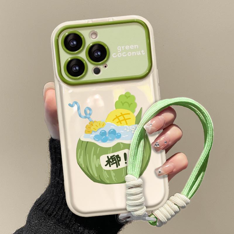 Подходит для Apple 15 Чехол для мобильного телефона iPhone 13 Summer Coconut Lanyard 14 Promax Flip Mirror 12 Силиконовый мягкий
