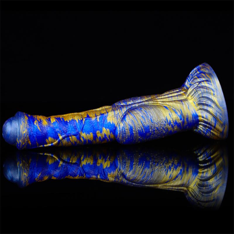 Eggless Horse Cock Mixed Color Liquid Silicone Dildo Female with Oversized Backyard Expansion Anal Masturbator