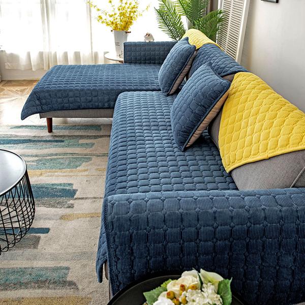 Solid Color Non-slip Sofa Cover Thicken Soft Plush Sofa Cushion Towel for Living Room Furniture Decor Slipcovers Couch Covers