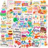 50 Happy Birthday Party Stickers Xiaoqing Happy Birthday Cartoon Creative Ipad Party Decoration Graffiti Stickers