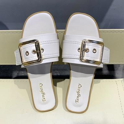 2024 Женские шлепанцы с открытым носком, износостойкие, офисные, на плоской подошве, летние, противоскользящие, легкие, пляжные сандалии, шлепанцы, женская обувь для женщин