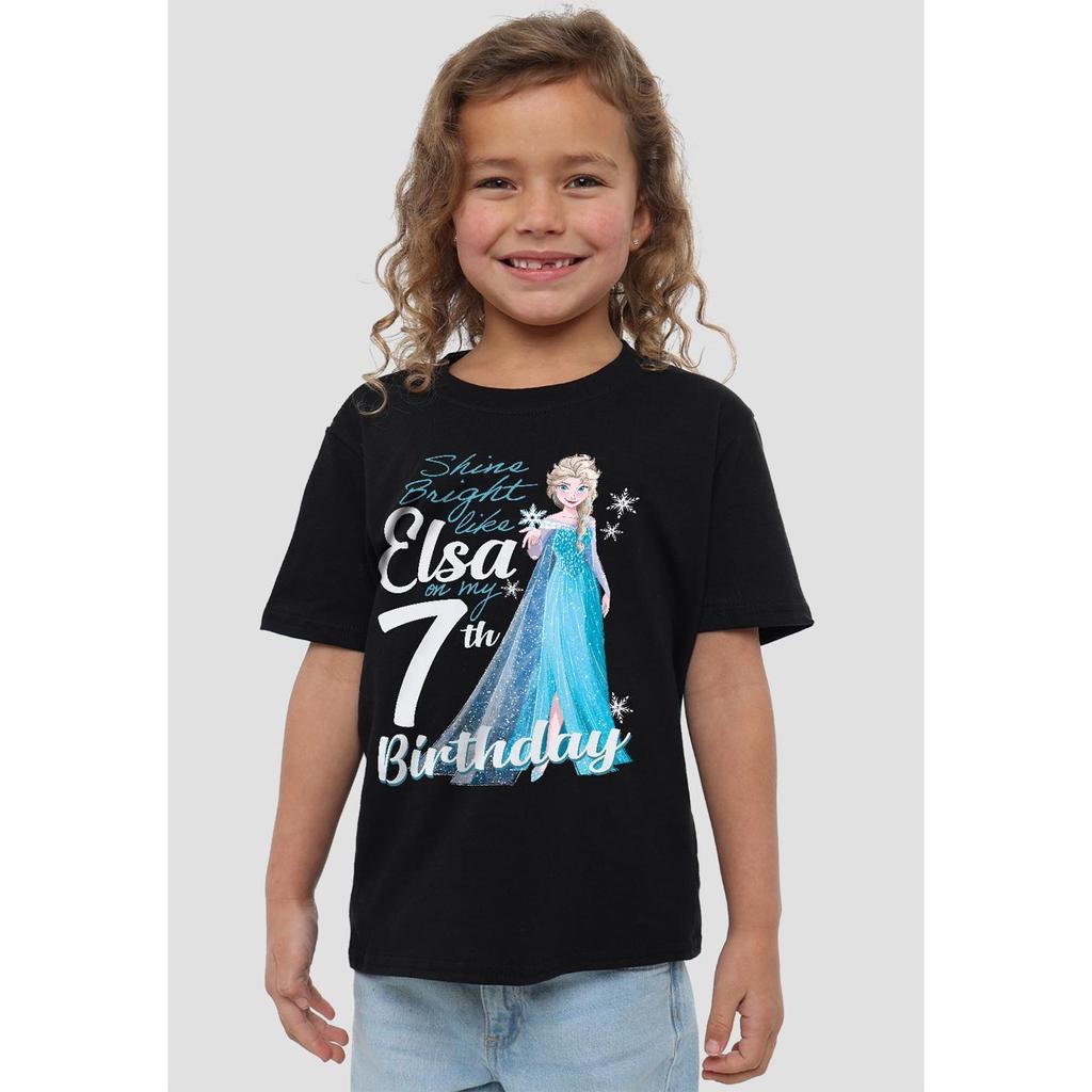 frozen Childrens/Kids Bright Like Elsa 7th Birthday T-Shirt