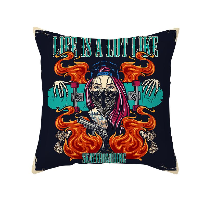 Halloween Cartoon Skull Spider Demon Bat Decorative Pattern Pillow Case Bedroom Living Room Sofa Cinema Garden Throw Pillow Case