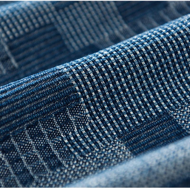 Новая джинсовая рубашка с длинным рукавом, мужская уличная одежда, трендовые джинсовые мужские топы, жаккардовые рубашки в клетку контрастного цвета, молодежная мужская одежда, повседневная свободная рубашка 4XL