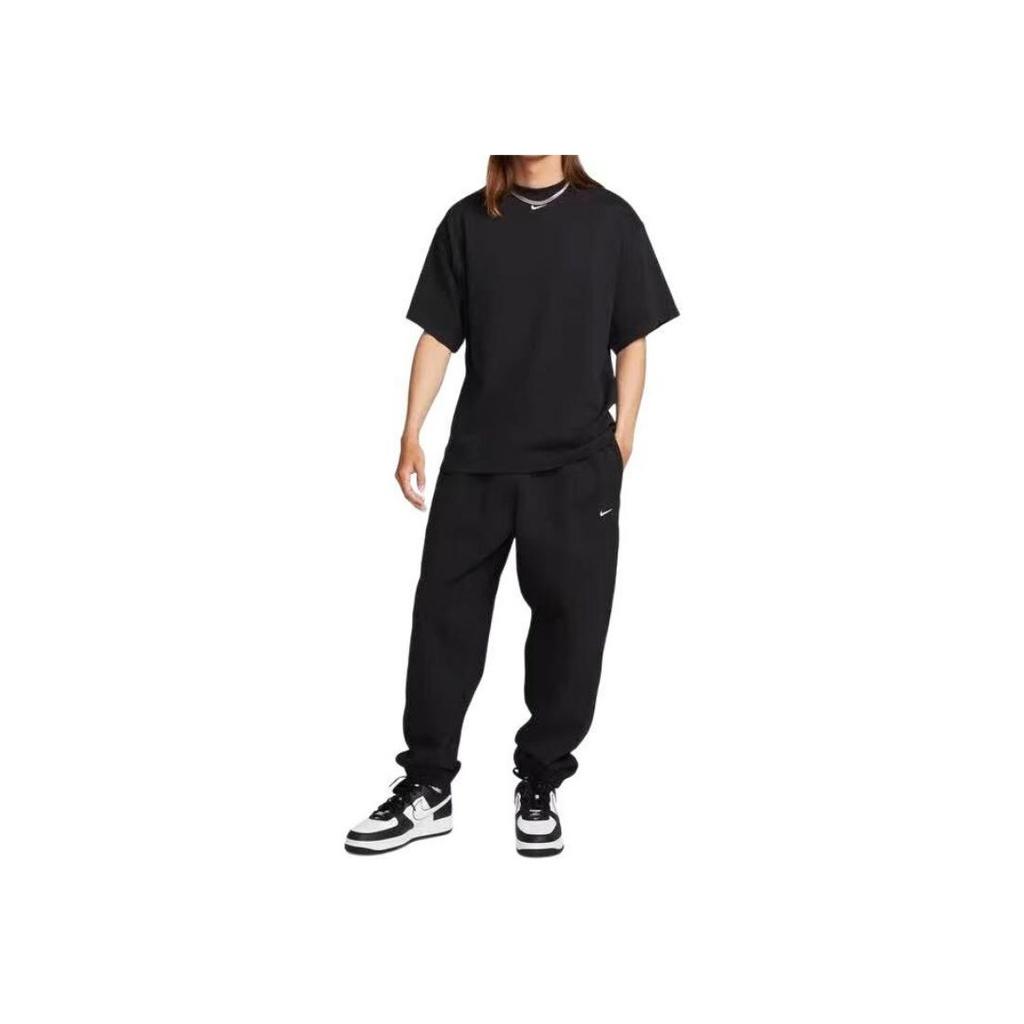 Nike Однотонная дышащая спортивная футболка с коротким рукавом и логотипом с круглым вырезом для мужчин, черные FB7866-010