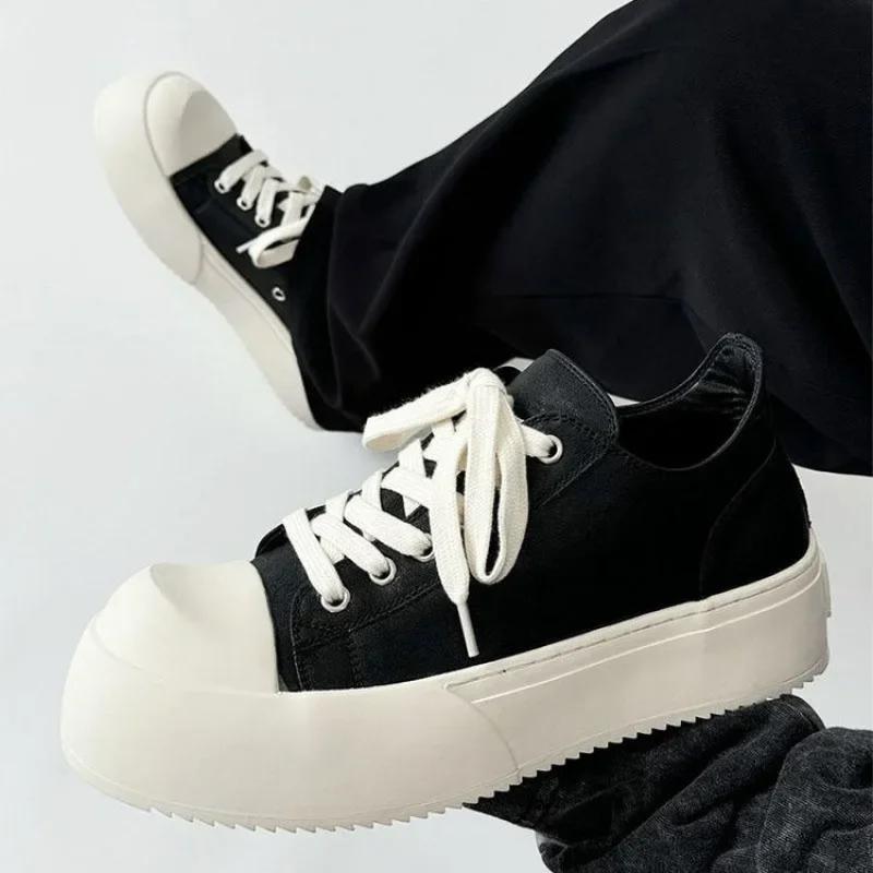 Fashion Men Thick-Soled Big Round Toe Sneakers Couple Anti Slip Wear Outdoor Shoes Women Versatile Trendy Casual Unisex Board Footwear