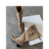 Wasteland Style Fashion Pointed Big Tube Around Piling Boots Women's Thick Heel Pointed High Heel Boots Versatile Boots