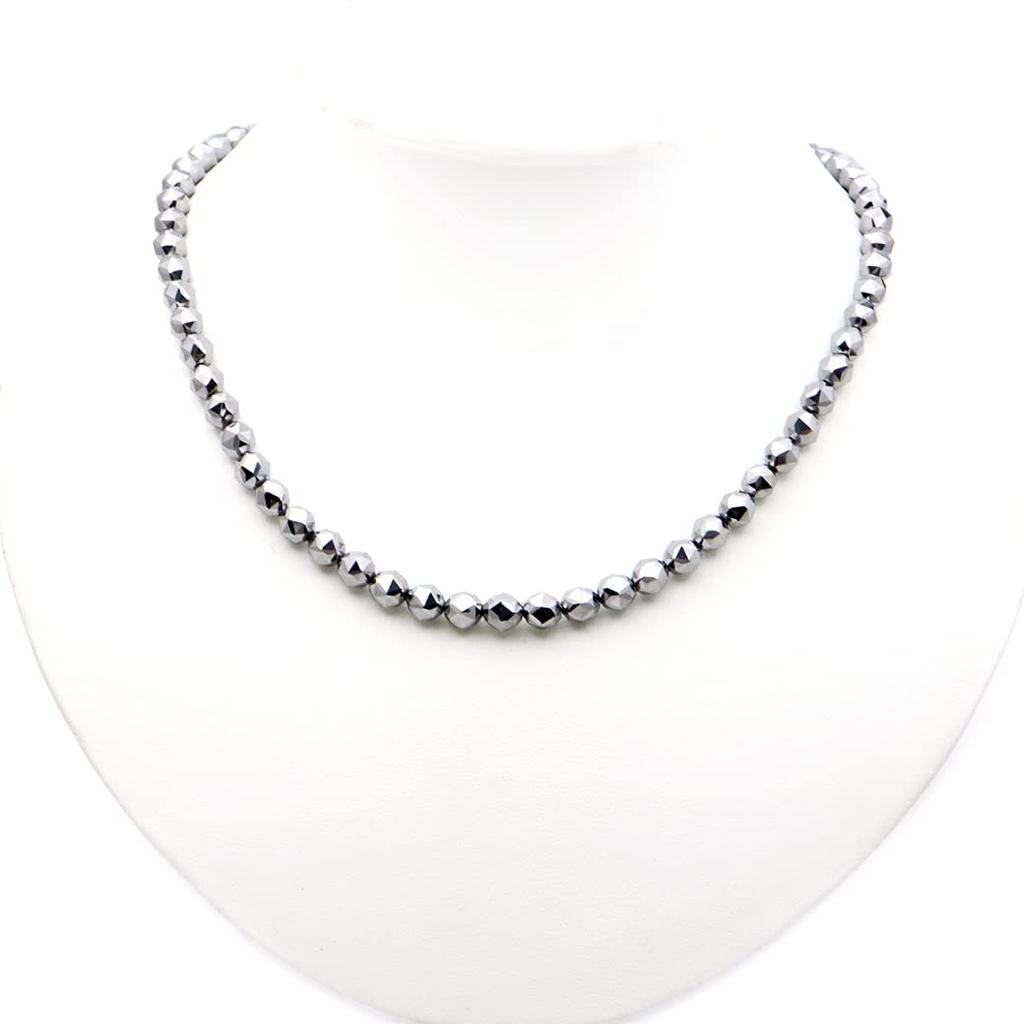 Terahertz Ore Necklace 6mm Star Cut Power Stone Natural Stone Magnet Type Length 40cm [GOLD STONE] Approx.