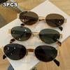 3 Pairs of Fashionable Oval Metal Women's Glasses Metal Frame Fashionable Glasses