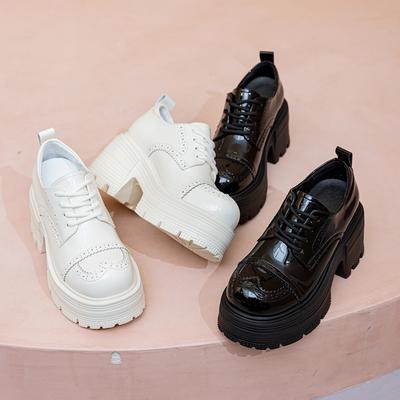 Мода AIYUQI 2025 новые женские туфли-броги на шнуровке на толстой подошве 9 см, женские лоферы, удобные женские туфли на высоком каблуке, увеличивающие рост