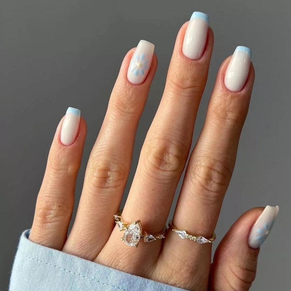 24pcs/Box Press On Nails Artificial Full Cover Wearable Fake Nails Nail Tips Square Head False Nails