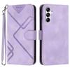 For Samsung Galaxy A14 4G/Galaxy A14 5G Wallet Case Line Imprinted PU Leather Phone Cover with Strap