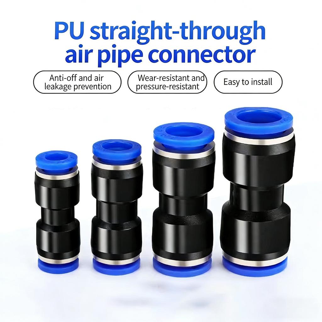 100PCS Pneumatic PUStraight-throughTracheal Joint PlasticQuick PlugConnector 4 6 8 Straight-throughButt Joint HighPressure AirPr