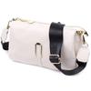Women's Bag with Metal Decoration In the Middle Made of Genuine Leather Vintage 22608 White