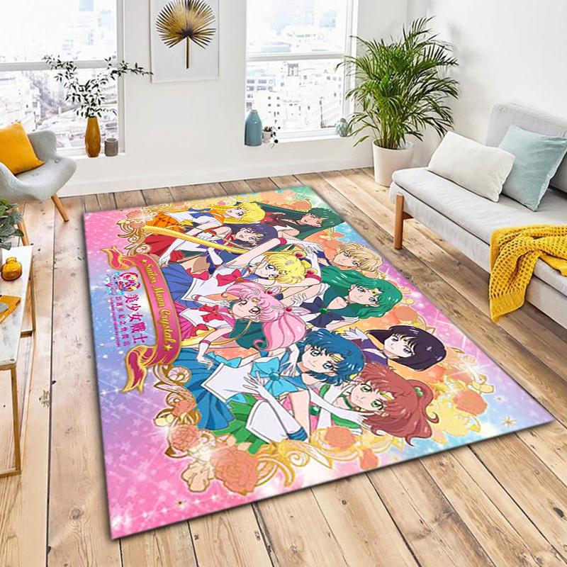 Cute cartoon theme Sailor Moon Tsukino Usagi cartoon rug Multifunctional household anti-slip decorative door mat, outdoor floor mat, and carpet Y6