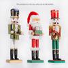 38CM Wooden Nutcracker Soldier Puppet Christmas Decoration Santa Claus Statue Desktop Ornament Navidad New Year Home Decoration