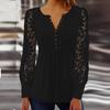 Elegant Long Sleeve Woman Lace Blosue Fashion Hollow Out Tops V Neck Solid Pleated Tops Vintage Blouses Women Plus Size Casual Slim White Shirt 24815