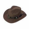 Мужская соломенная шляпа в панамском стиле, ковбойская шляпа, летняя шляпа от солнца 56-58 см
