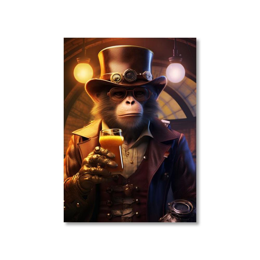 Animal Suit Gentleman Drinking Poster Gorilla Lion Rabbit Beer Pictures Funny Bar Wall Art Canvas Painting Home Decorative