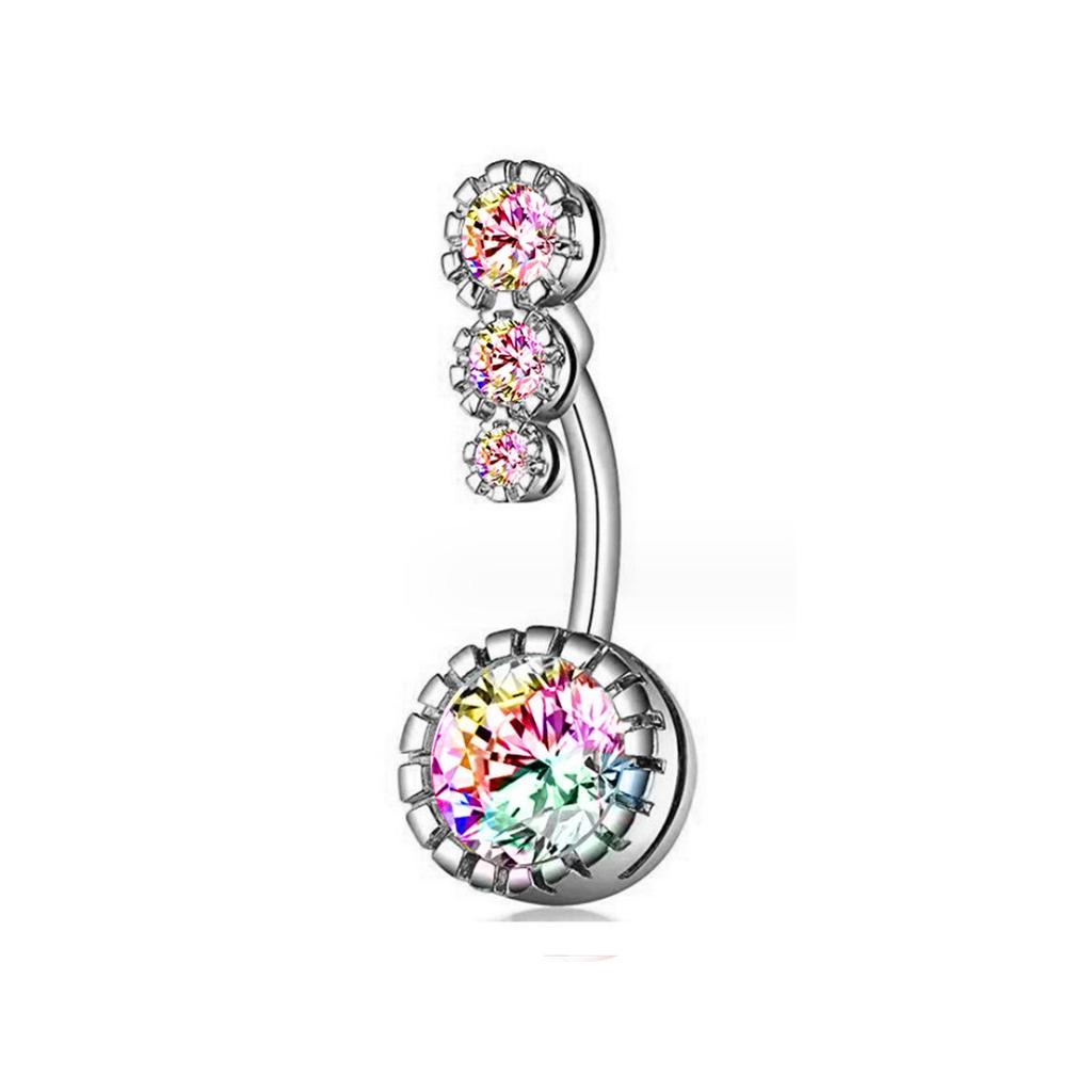 New European American Stainless Steel Zircon Belly Button Ring Jewelry