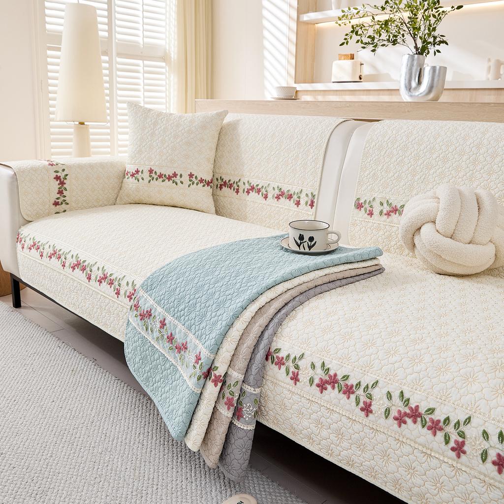 Подушка для дивана Пасторальная Четырехсезонная Универсальная Тканевая Нескользящая Подушка для Сиденья Высокого Качества Скандинавская Простая Накидка на Диван Полотенце Стиранный Хлопок