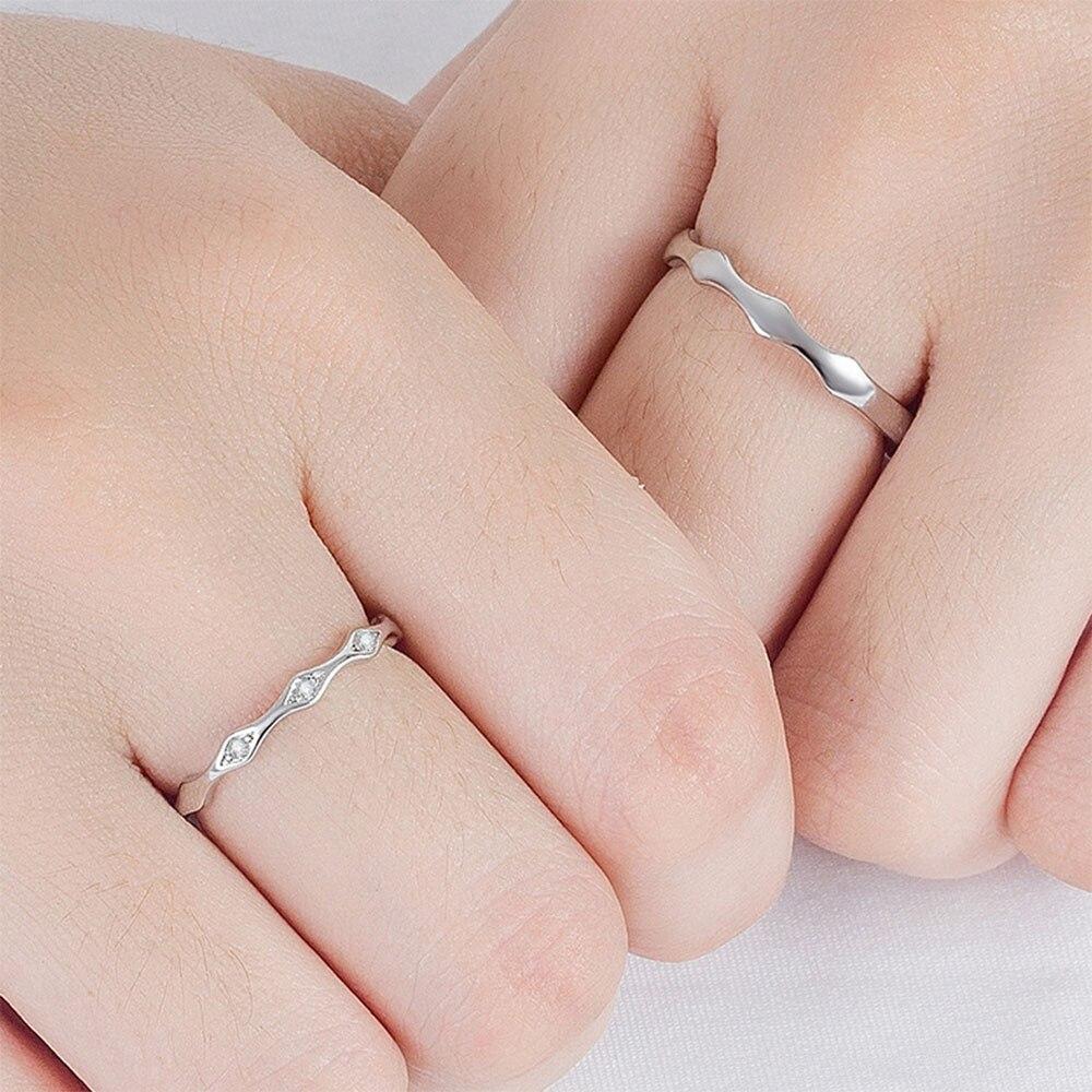New 925 Sterling Silver Couple Ring Fashion Bamboo Joint Adjustable Micro-inlaid Zircon Pair Lovers Rings Jewelry Gift