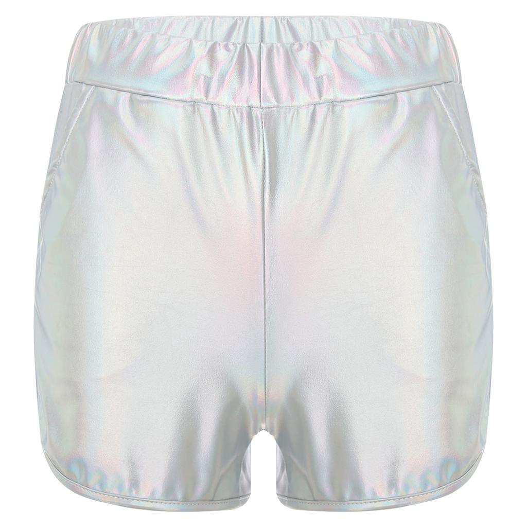 Мужские облегающие шорты с металлическим отливом и боковыми карманами для занятий йогой и мероприятий в ночном клубе