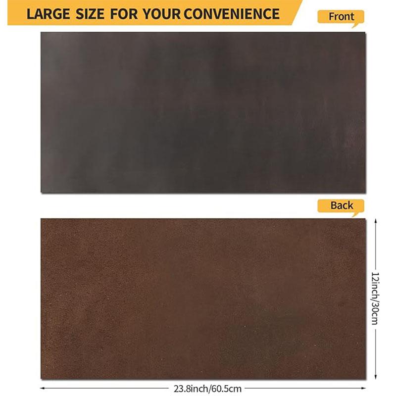 Coffee-brown stiff 2mm genuine oil-waxed crazy horse leather, full-grain cowhide for crafting vintage-style backpacks, wallets,