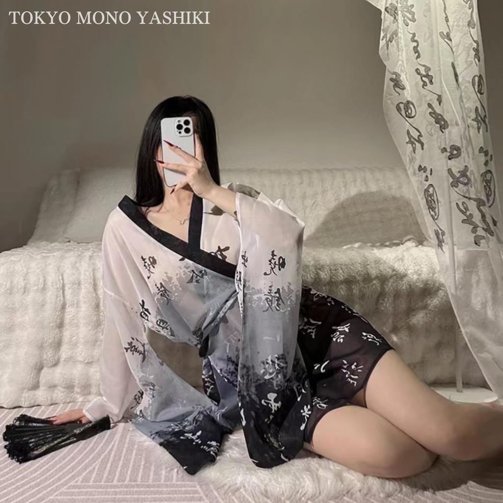 Юката Сексуальный Косплей Эротический Куртизанка Эротический Косплей Японская Одежда Кимоно Милый Цельный Искушение Один Размер Подходит Большинству Пояс [Tokyo Monoyashiki]
