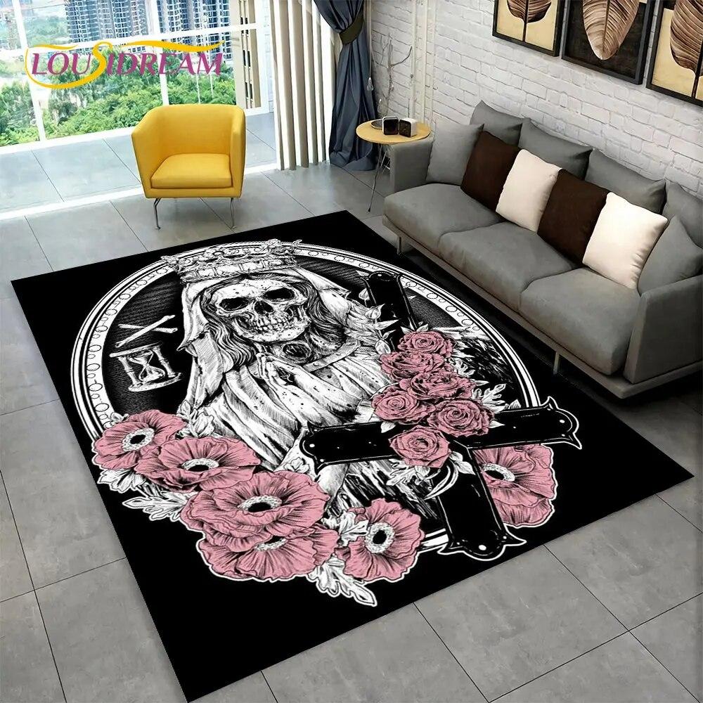 3D Creative Gothic Horror Skull Modern Area Rug,Carpet Rug for Living Room Bedroom Sofa Doormat Decor,Kitchen Non-slip Floor Mat