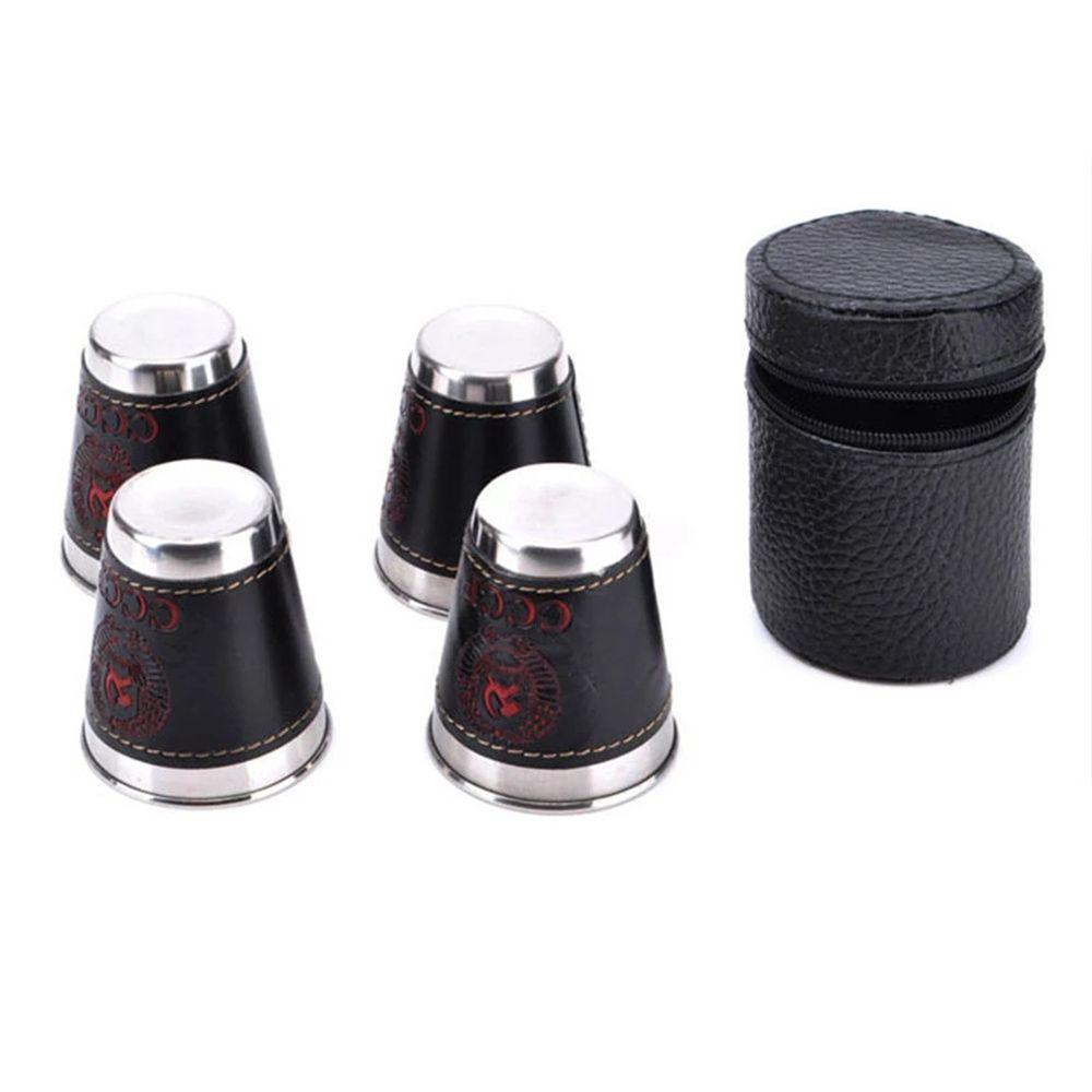 Leather Cover Bag Water Mugs Beach Hiking Stainless Steel Cup Wine Beer Cup Camping Cup Travel Cups