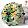 1 шт. Зеленый Автоматический 3-складной зонт с рисунком Кота-волшебника, 8 стальных спиц, Высококачественный складной зонт, Подходит для офиса