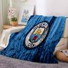 Football Manchester Crest Flannel Blanket, Soft Polyester, Modern Design, All-Season for Camping, Travel, Gifts for holidays or birthdays