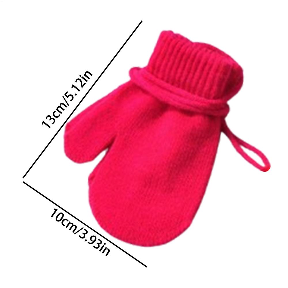 Comfortable Warm Kids Ski Gloves Knitted Snow Gloves With String Mittens Cute Kids Winter Accessories For Skiing Skating