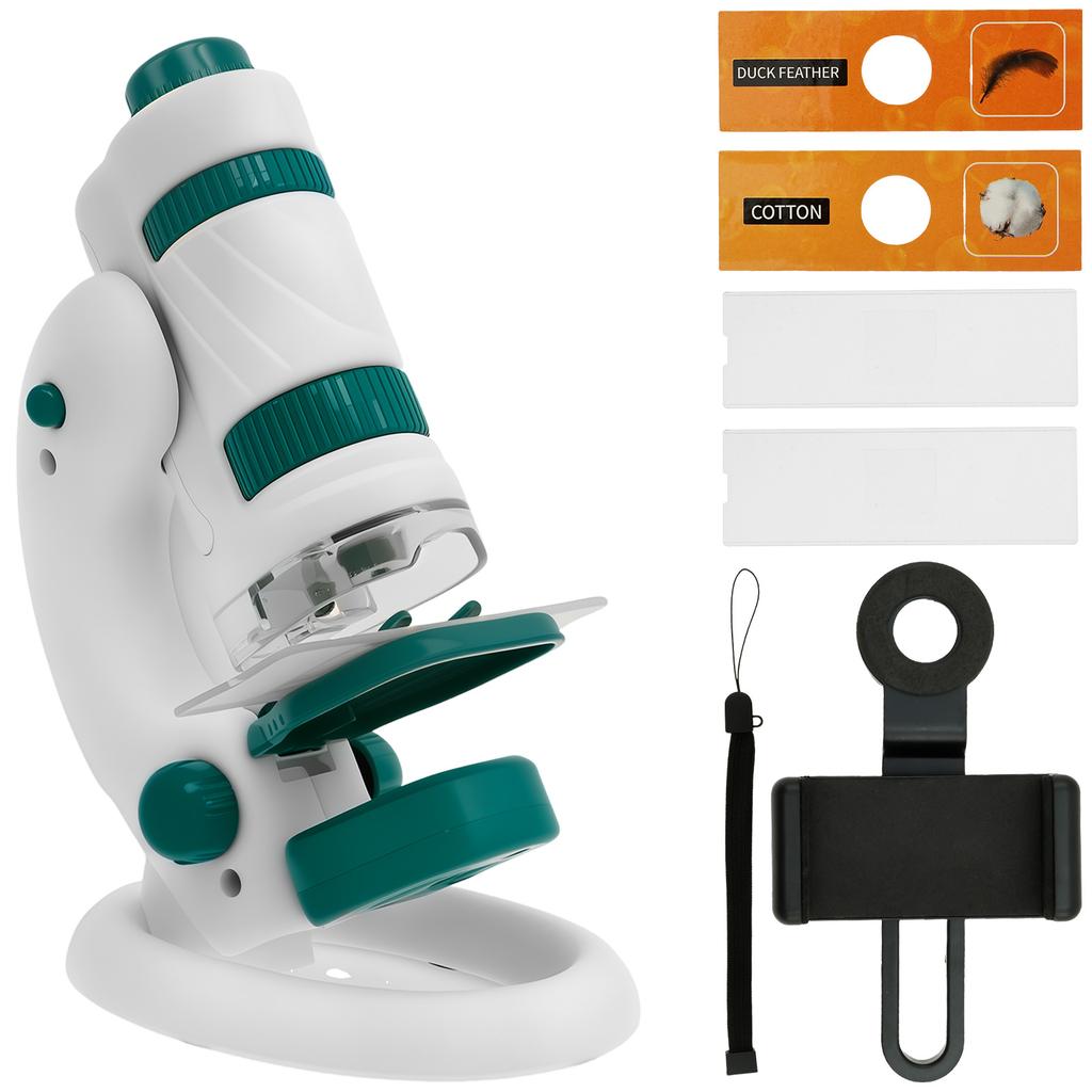 Портативный микроскоп для детей STEM Научные игрушки Набор микроскопа-исследователя Двойной зум Ручной микроскоп с держателем для мобильного телефона