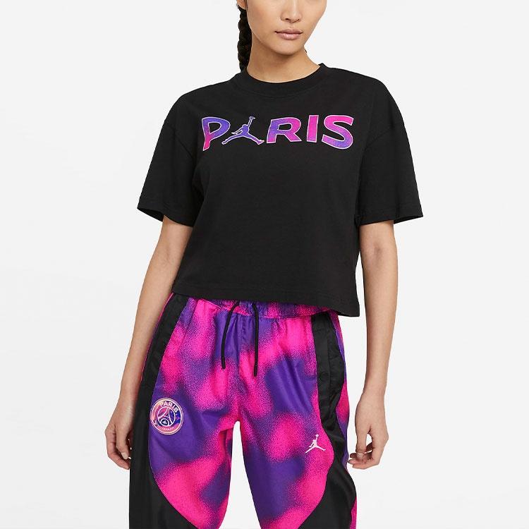 (WMNS) Air Jordan x PSG Logo Tee 'Core Black' Women's CZ7506-010