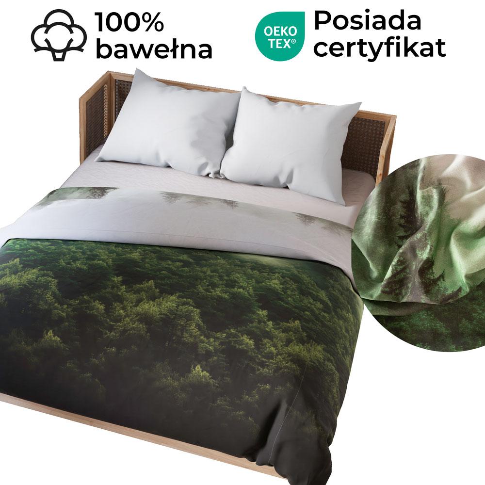 FOREST bedding set 160x200 cm - satin cotton, forest pattern, nature in your bedroom