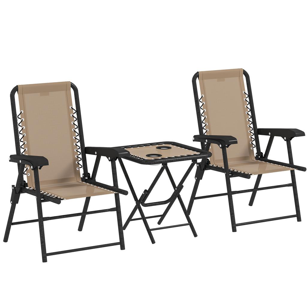 Three-Piece Garden Table and Chair Set - Khaki