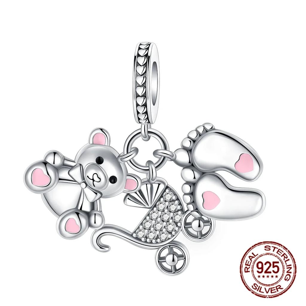 copper Heart Shaped Warm Family Love Mother Pendant Baby Feet Pacifier Charm Bead Charms Bead Charms Compatible With Bracelets Jewellery Gift