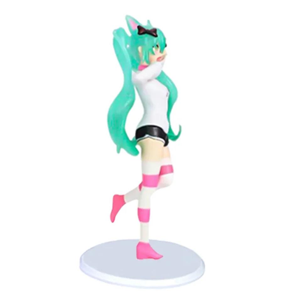 Hatsune Miku Model Anime Girl Figures Cat Ear Sitting Posture Standing posture Short Sleeved Pajamas Figurines Kids Toys Gift