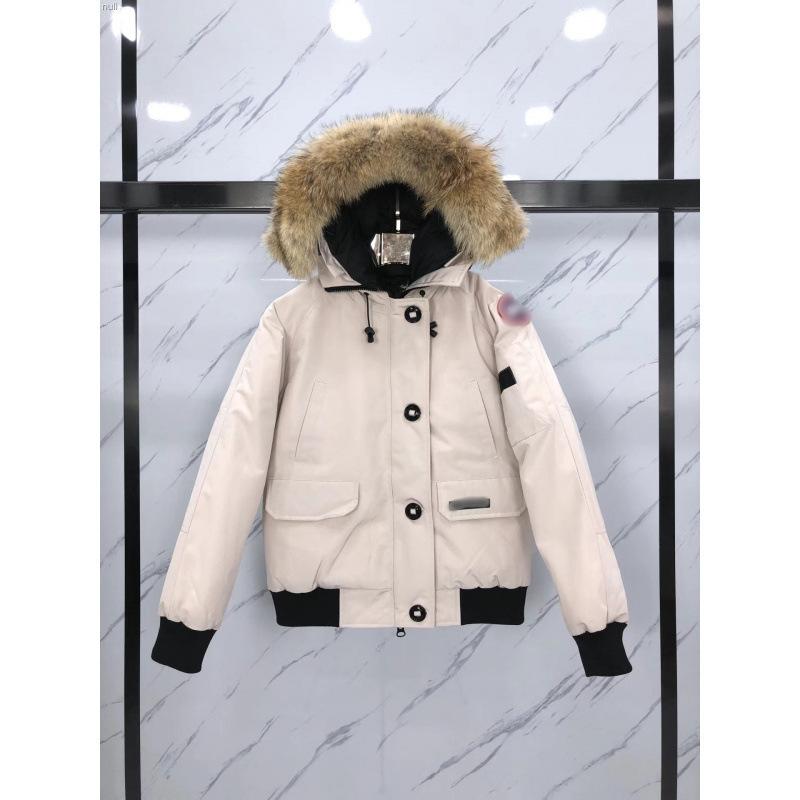 Canadian women's down jacket big fur collar winter warm tooling bomber jacket