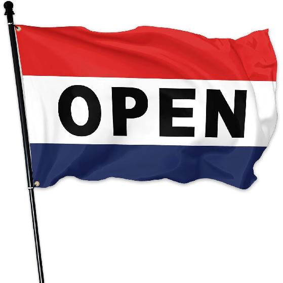 Open Flags for Business Sign 3x5 Ft Double Sided Open Business House Flags for Outdoor Indoor Patio lawn Outside Yard Banner Sign Decoration
