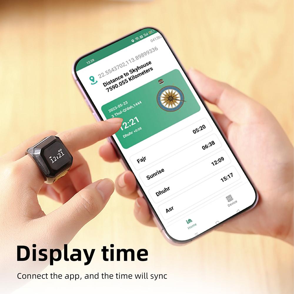 Цифровое умное кольцо-счетчик зикра Bluetooth-приложение Счетчик тасбих для мусульман Напоминание о времени молитвы Вибрация Будильник